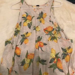 Free People Anthro Lemon Tank